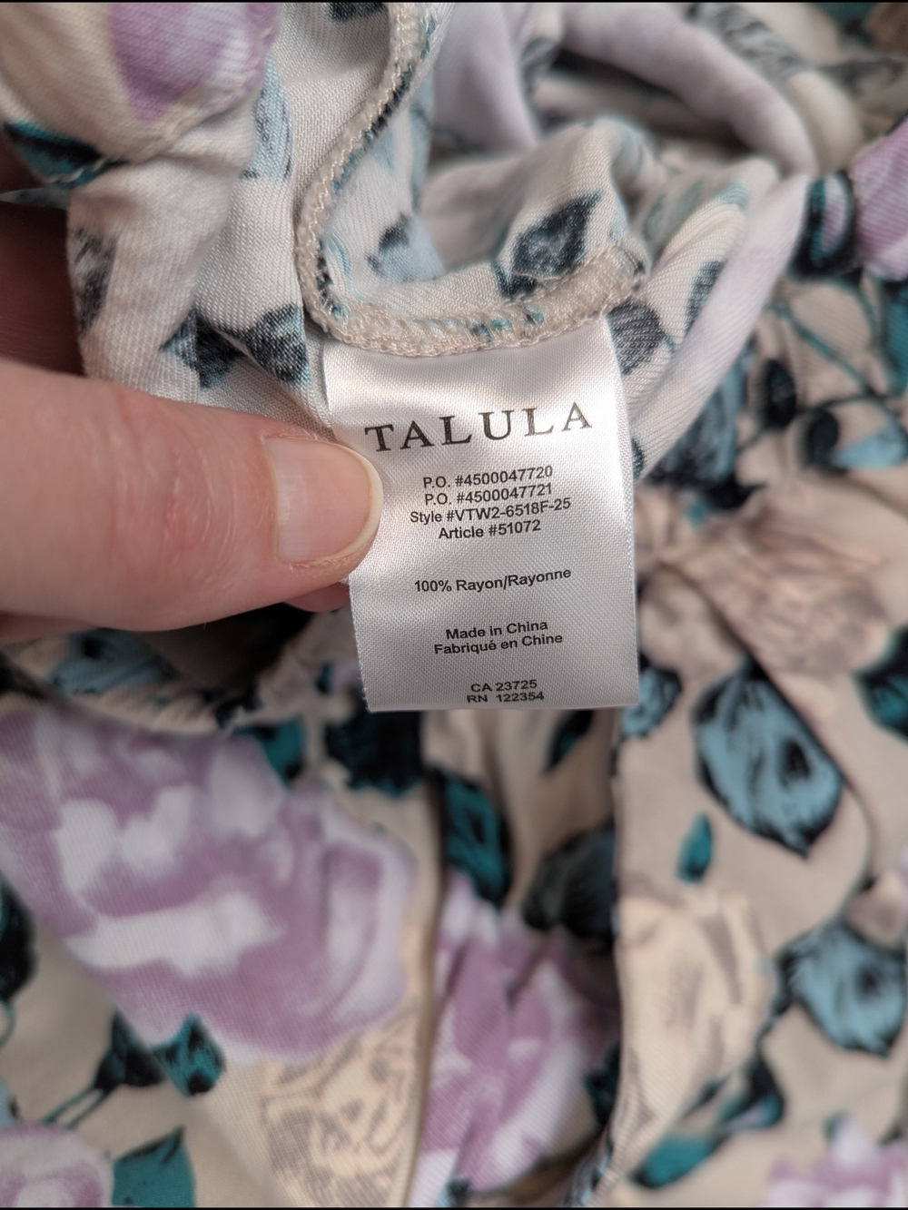 Talula Beige Floral Drawstring Joggers with Lavender & Teal Accents Cuffed Ankle - Picture 5 of 6